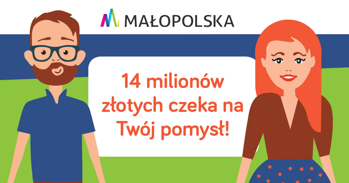 Grafika informująca o kwocie 14 milionów złotych przeznaczonych na 6. edycję Budżetu Obywatelskiego